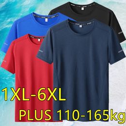T-shirt pour hommes, grande taille 5XL6XL, séchage rapide, col rond, manches courtes, surdimensionné, 240301