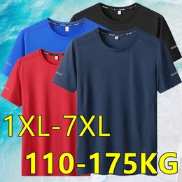 Tshirt pour hommes plus taille 5xl6xl séchage rapide cou rond grand manche courte surdimensionnée 240412