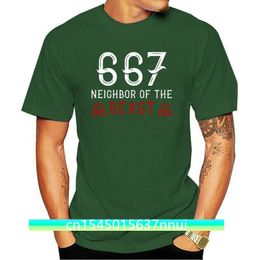 Camiseta para hombre Letras de algodón Hombres 667 Vecino de la Bestia I Satánico Halloween Camisetas Oneck Ropa Top Calidad 220702