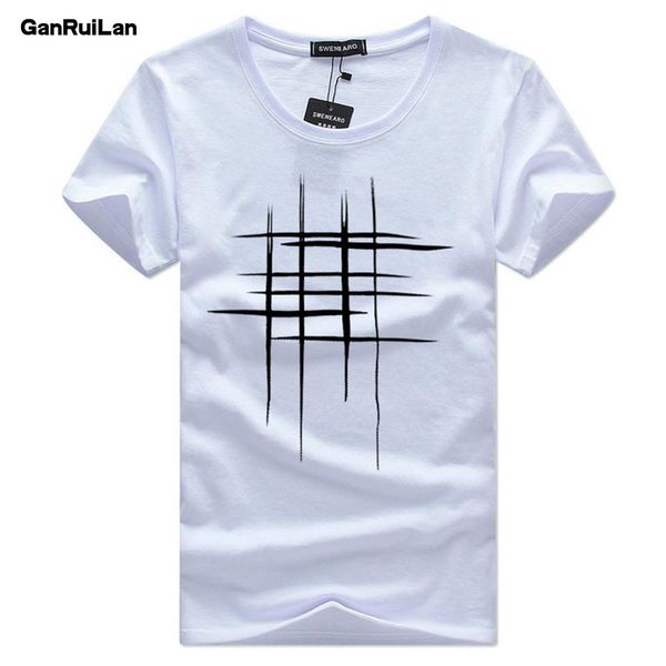 T-shirt hommes ligne de conception simple croix impression coton t-shirts hommes arrivée été Style à manches courtes hommes t-shirt B0373 210518