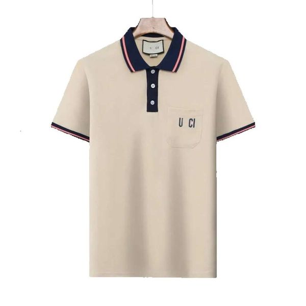 Camiseta para hombre con bordado grande, camisa con diseños pequeños de marca de caballo de verano, camisas informales de manga corta, Polo ajustado de algodón GG s 2023