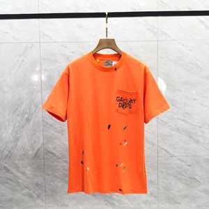 t-shirt nieuw zomershirt alfabetprint niche high street trend ronde hals korte mouw retro mode-stijl veelkleurig oranje T-shirt