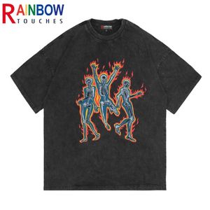 TShirt Setengah Lengan Musim Panas Rainbowtouches Uniseks High Street Vintage Grafis T Shirt Longgar Kasual Street Fashion Hip Hop 220610