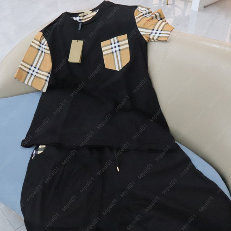 Tshirt garnitur Męski dres Plaid Print Dresy Spodnie z krótkim rękawem 2 zestawy Modny damski garnitur w dużych rozmiarach
