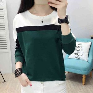 T-shirt Dames Lange Mouw T-shirt Tops Poleras de Mujer Moda Blusa Tee Shirt Femme Plus Size T-shirt O-hals 65B5 210420