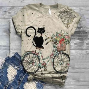 Camiseta de mujer de talla grande de manga corta con estampado de animales en 3D, camisetas con cuello redondo, camiseta, camiseta Harajuku