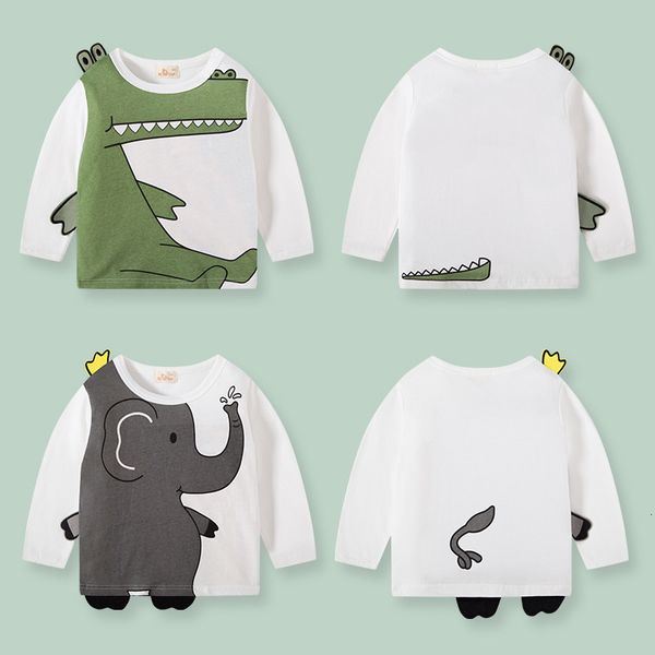 T-shirts 27 enfants garçons enfants automne dessin animé éléphant motif enfants chemises décontracté col rond pour haut à manches longues bébé vêtements 230213