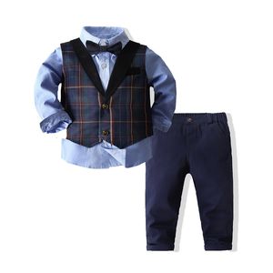 T-shirts Bébé Garçon Manches Longues Gentleman Chemise Blanche Noeud Papillon Smoking Combinaison Globale 230713