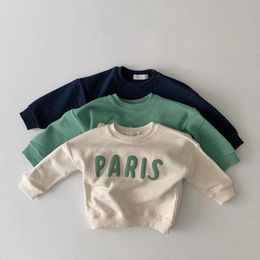 T -shirts geboren met lange mouwen katoenen kleding 3D -brief bedrukte sweatshirt baby kinderen casual hoodies voor babyjongens meisjes tops 230214