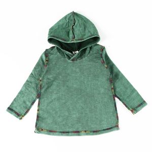 T-shirts garçon et fille t-shirt vert stoash denim enfants manches longues bébé vêtements à capuche garçons chemise colorée à l'extérieur couture 230301