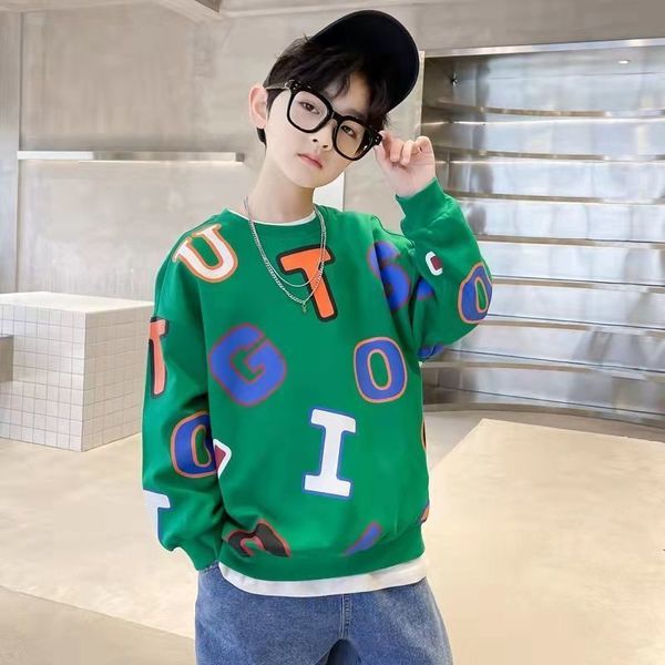 T-shirts garçons sweat coton enfants vêtements à manches longues coréen Style décontracté hauts pullover 5 6 7 8 9 10 11 12 13 14Yrs 230628