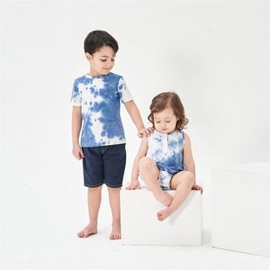 T -shirts kinderen jongen meisjes mode dye zomer katoen casual tee kinderen baby kindermeisje romper kleding 230412