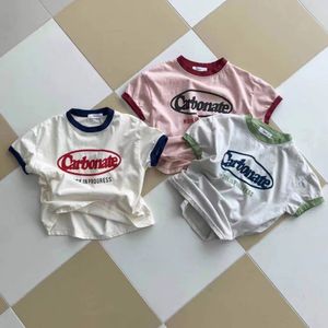 T-shirts Mode Brief Print Baby Korte Mouw T-shirts Baby Casual Tops Kinderen Losse Tee Peuter Jongen Meisje Zomer Shirt 230601