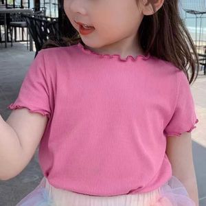 T -shirts meisje korte mouwen t -shirt zomer kinderen top tees baby solide kleur shirts 1 tot 8 jaar kinderkleding Koreaanse stijl 230427