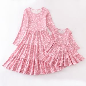T -shirts Girlymax Winterveer ouderschap Kleed Babymeisjes Mama me roze polka dots melk zijdejurk 230519