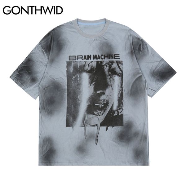 T-shirts Hip Hop Cry Girl Tie Dye T-shirts Streetwear Mode Casual Coton Harajuku Été Hommes T-shirts À Manches Courtes Tops 210602