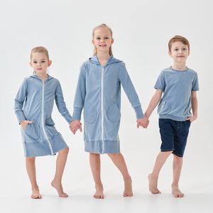 T -shirts kinderen jongens meisjes gewassen stof met een capuchon ritsjurk top romper familie matching kleding kinderen mode casual kleding 230519