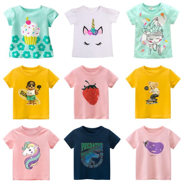 Camisetas Niños Unicornio Dinosaurio Dibujos animados Impreso Niñas Camisetas Niños Tops Ropa de manga corta 230506