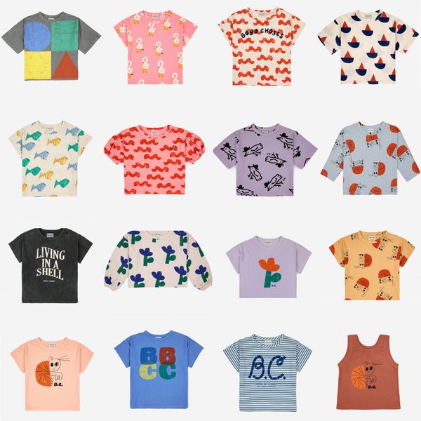 Camisetas coreanas para niños y niñas, camisetas cortas 2023 BC, ropa de verano para niños, camiseta de manga corta de algodón, ropa para niños, Top 230420