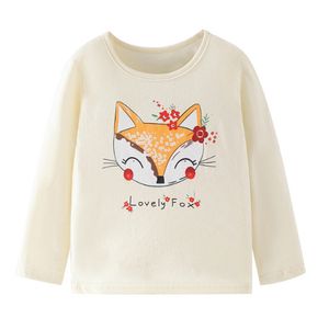 Camisetas Little maven Baby Girls camiseta de manga larga de algodón suave otoño ropa encantadora flor y zorro para niños pequeños de 2 a 7 años 230213