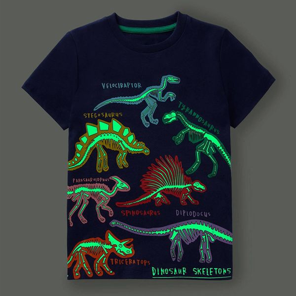 T-shirts Little maven Mode Garçons Tshirt Été Lumineux Dinosaure Animal Coton Causal Vêtements Beaux Tops pour Enfants 27 ans 230322