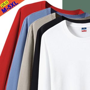 T-shirts hommes à manches longues solide 100 coton haut basique t-shirts mâle mince t-shirt chemise de grande taille pull sweat 240312