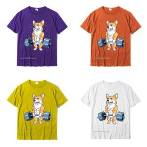 Tshirts Men's Corgi Halalfilfting Funny Deadlift Men Fiess Gym Workout Premium Design mignon Cotton Male Hip Hop 230110