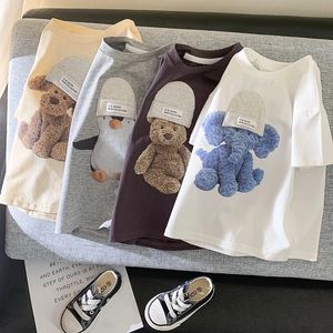 T -shirts Milancel Summer Kids T -shirt Cute Animal Girls T -stukken Kortere mouw katoenen jongens tops Koreaanse casual kleding 230301