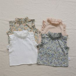T-shirts rétro impression florale enfant en bas âge bébé fille hauts gilet vêtements été enfants t-shirt Costumes 230601