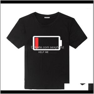T-shirts S Vêtements pour hommes Vêtements Drop Delivery 2021 Hommes Style Avec Help Me Low Energy Battery Funny Cotton Tops Tees Boys 3D Fashion Tshirt1 X