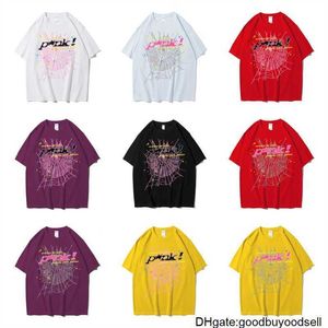 T-shirts sp5der Hommes Femmes T-shirts de haute qualité Mode Lettre Cadre Imprimé Noir Rose Hommes Spider T-shirt Coton Casual Tees E2DD