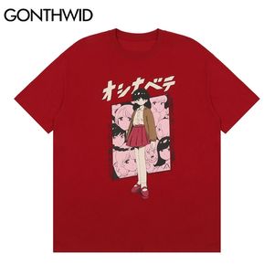 T-Shirts Streetwear Japanische Anime Cartoon Mädchen T-Shirts Hemden Hallo pHop Casual Baumwolle Harajuku Lose Mode T-Shirts Tops 210602