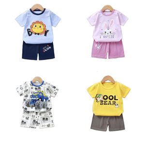 T -shirts zomer kinderen shortsleeved pak katoen jongens meisjes kleding set versie van babykleding t -shirt kinderen kleding 230322