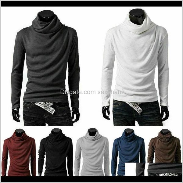 Camisetas Tees S Ropa Ropa Entrega de entrega 2021 Camiseta para hombre Otoño Invierno Cuello alto Cuello de tortuga Jersey Sólido Casual Masculino Tee Long Slee