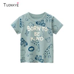 T -shirts tuonxye kinderkleding jongens korte mouw t -shirt patroon kinderen cartoons dinosaurus katoenen trui kleding t shirt 230322