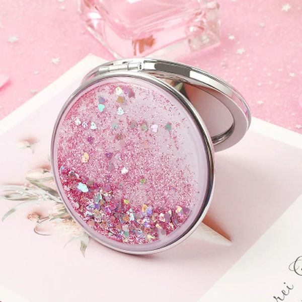 TSHOU603 Fashion 2face Mini Pocket Makeup Sepror Creative Cosmetic Compact Mirrors con arena espumosa fluida puede 240409