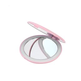 Tshou613 LED MINI MINICULATION CIRCULAIRE MIRMOR COSMÉTIQUE PLIMable 10x Miroirs d'éclairage rond d'agraquage compact U2JD 240409