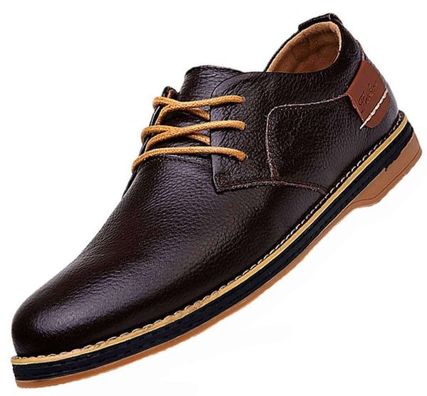 TSIODFO Chaussures Oxford décontractées en cuir véritable pour homme Noir Marron