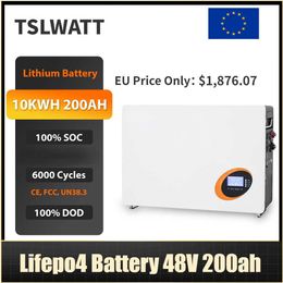 TSLWATT Batterie solaire LFP Lifepo4 200ah 48 Volt 10kwh 200 Amp 51.2v Power Wall Home Batterie lithium-ion pour stockage d'énergie domestique