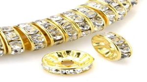 Tsunhine 100 pièces rondelle entretoise cristal breloques perles argent plaqué tchèque strass perle en vrac pour la fabrication de bijoux bracelets à faire soi-même G9760513
