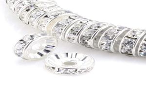 Composants de tsunshine 100pcs Rondelle Spacer Crystal Charmes perles argentées en armatage en armat