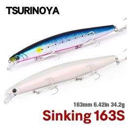 TSURINOYA 163S Ultra Long coulée coulant vairon pêche en mer leurre STINGER 163mm 34.2g bar thon eau salée grands appâts durs 240102