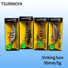 Tsurinoya 4pc 50 mm 5g Hunding Minnow Cebo artificial para la pesca de lubina de truchas wobbler láser señora de pesca de fundición larga dw63 240521