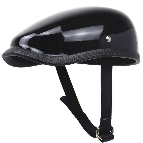 TTCO Style noir fibre de verre coque bérets Vintage casque de Moto léger demi-visage casque Moto Moto casque Q0630
