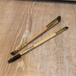 Pinceau à sourcils à double extrémité en bambou de la série TT - Cheveux synthétiques pour les produits de crème en poudre - Pinceaux de maquillage de beauté Blender