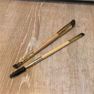 Pinceau à sourcils à double extrémité en bambou de la série TT - Cheveux synthétiques pour les produits de crème en poudre - Pinceaux de maquillage de beauté Blender