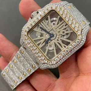 TTTQ Réglage fait à la main Pass Diamond Tter VVS Moisanite Diamond Iced Out Luxury Mécanique montre