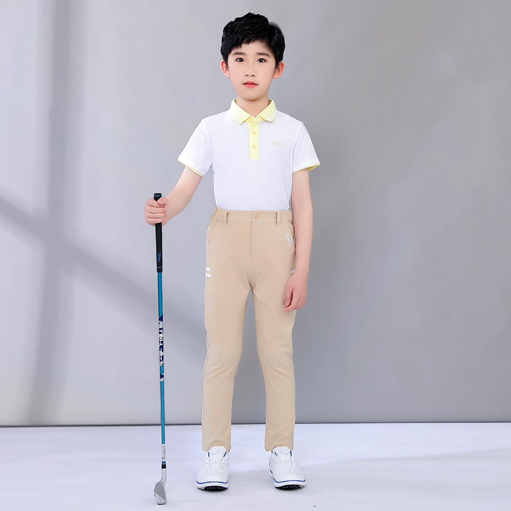 TTYGJ Children's Golf Clothes Short-sleeved T-shirt Outdoor Sports Breathable Quick Dry Youth Tops Lapel Tops Casual Polo Shirt