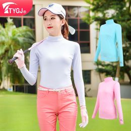 TTYGJ Golf Antiuv Shirts Long Manches Tops Summer Suncreen Underwear Sports Outdoor Sports Ice Silk Cool Fotting 240416
