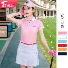 Ttygj Golf Vêtements Femmes Sports T-shirt à manches courtes Vêtements de tennis Tops Corée Style Breffe-Scrying rapide 240518